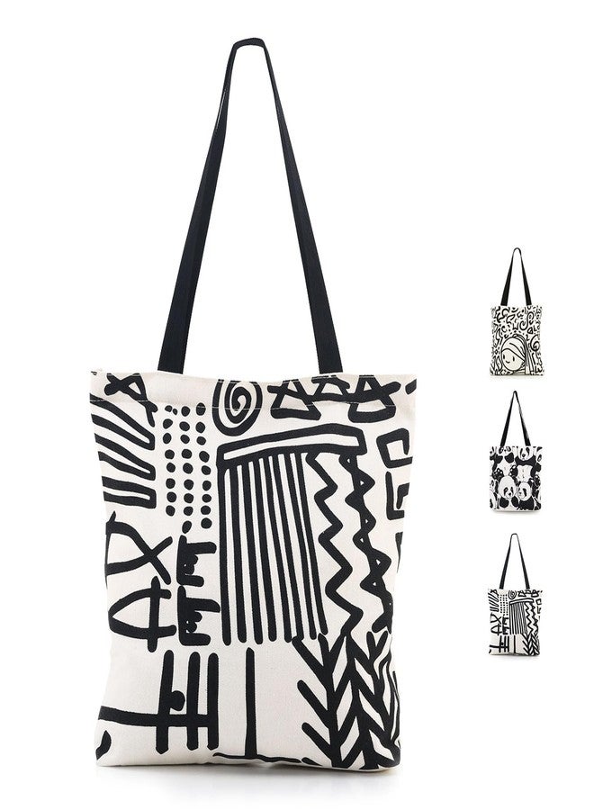 Baglemon Canvas Tote Bag for Women, Aesthetic Shoulder Handbag with Zipper & Inner Pockets - Image 1